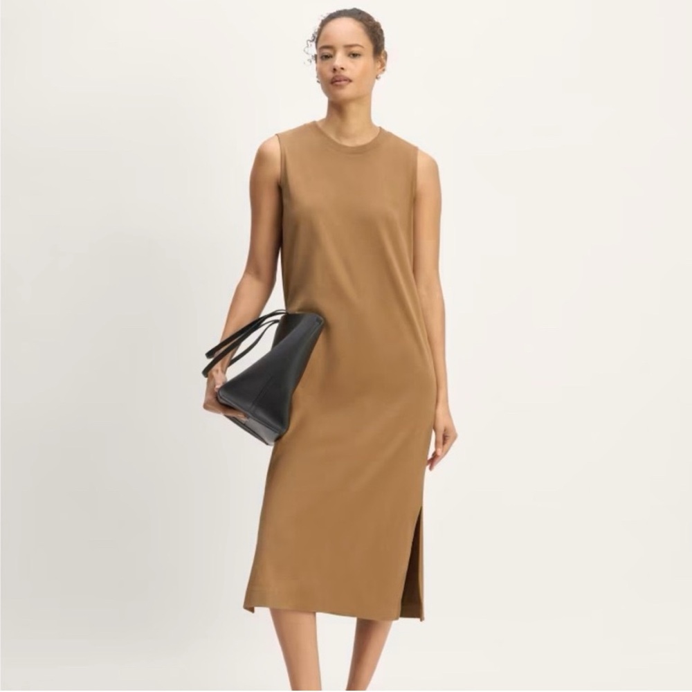 Everlane Brown Sleeveless Organic Cotton Midi Timeless Causual Dress